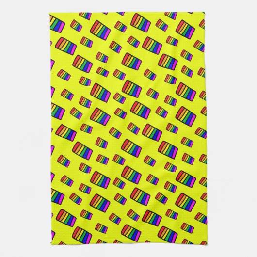 Funky Neon Rainbow Block Patroon Theedoek (Verticaal)