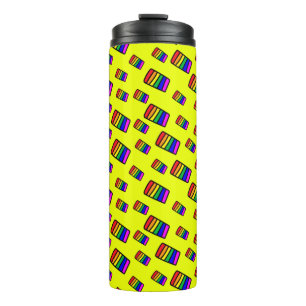 Funky Neon Rainbow Block Patroon Thermosbeker