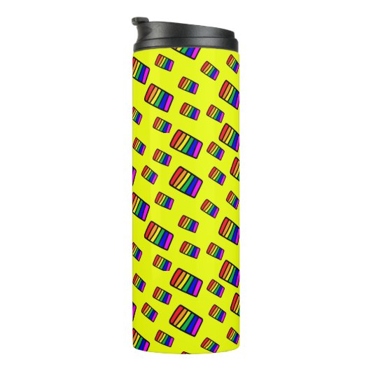 Funky Neon Rainbow Block Patroon Thermosbeker (Geroteerd rechts)