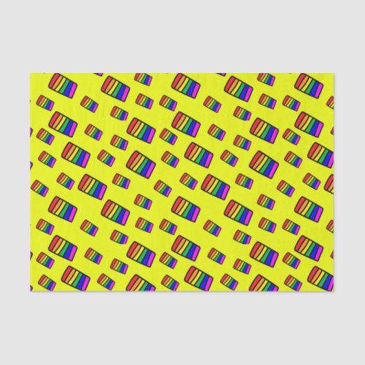 Funky Neon Rainbow Block Patroon Tissuepapier (Voorkant)