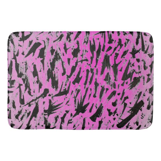 Funky Neon roze en zwart print Badmat (Voorkant)