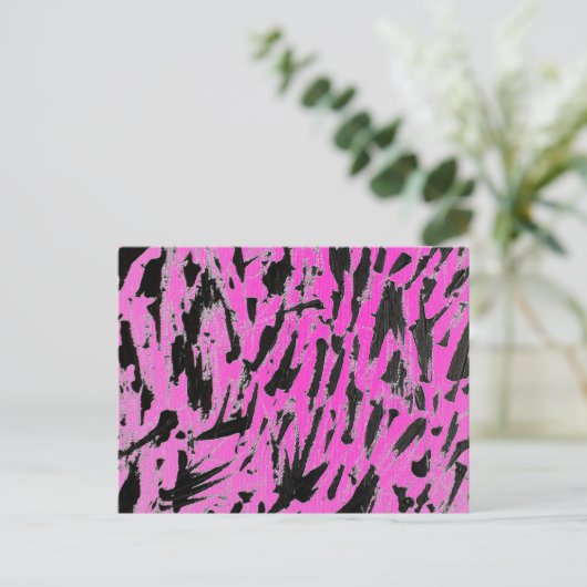 Funky Neon roze en zwart print Briefkaart (Staand voorkant)