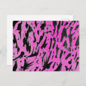 Funky Neon roze en zwart print Briefkaart (Voorkant / Achterkant)