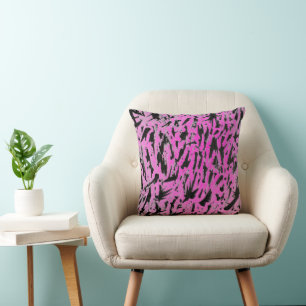 Funky Neon roze en zwart print Kussen