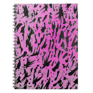 Funky Neon roze en zwart print Notitieboek