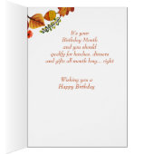 Funky Octobre Mois Anniversaire Feuilles d'automne (Intérieur (Droit))