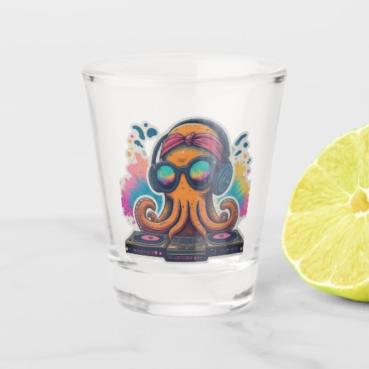 Funky Octopus DJ Shot Glas (Voorkant)