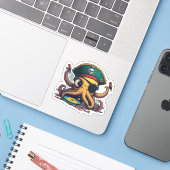 Funky Octopus DJ Sticker (Laptop met iPhone)