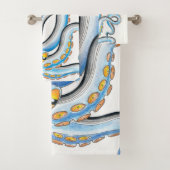 Funky Octopus Ink Blue Oranje Bad Handdoek (Insitu)
