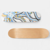 Funky Octopus Ink Blue Oranje Skateboard (Horizontaal)