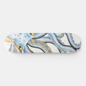 Funky Octopus Ink Blue Oranje Skateboard (Horizontaal)