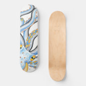 Funky Octopus Ink Blue Oranje Skateboard (Voorkant)