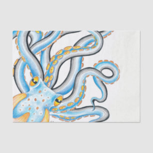 Funky Octopus Ink Blue Oranje Tissuepapier