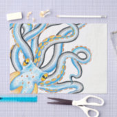 Funky Octopus Ink Blue Oranje Tissuepapier (Craft)