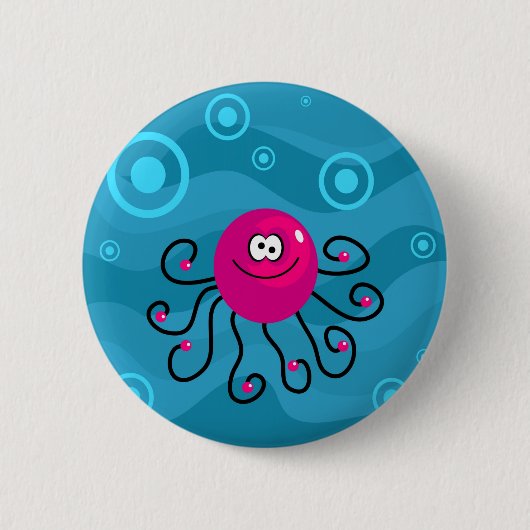 Funky Octopus Ronde Button 5,7 Cm (Voorkant)