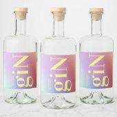 Funky Ombre Big Monogram Modern Bold Simple Gin Likeurfles Etiket (Flessen)