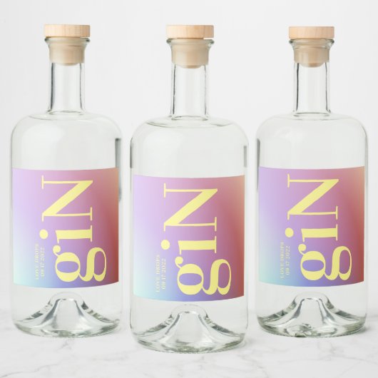 Funky Ombre Big Monogram Modern Bold Simple Gin Likeurfles Etiket (Flessen)