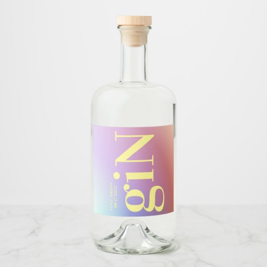 Funky Ombre Big Monogram Modern Bold Simple Gin Likeurfles Etiket (Voorkant)
