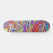 Funky Oranje Aqua Blue Pink Wave Art Pattern Skateboard (Horizontaal)
