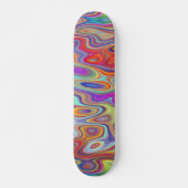 Funky Oranje Aqua Blue Pink Wave Art Pattern Skateboard (Voorkant)
