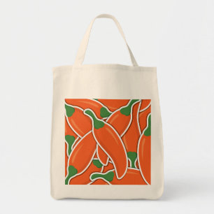 Funky oranje pepers tote bag