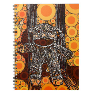 Funky Oranje Sock Monkey Circles Bubbles Pop Art Notitieboek