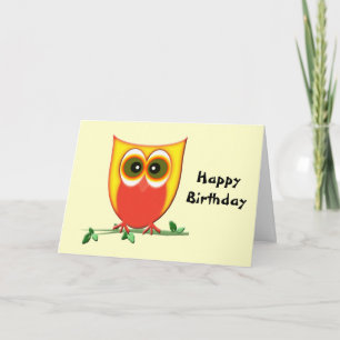 Funky Owl Birthday Wenskaart Kaart