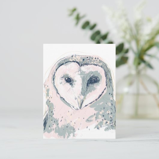 Funky Owl Portrait Briefkaart (Staand voorkant)