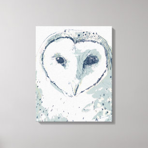 Funky Owl Portrait Canvas Afdruk