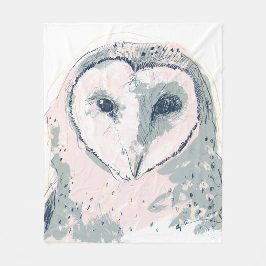 Funky Owl Portrait Fleece Deken (Voorkant)