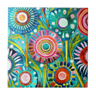 Funky paardenbloemen Tegel Tegeltje