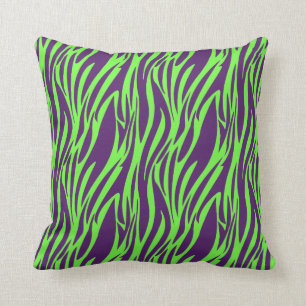 Funky Paars & Neon Green Zebra Print Pillow Kussen