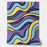 Funky Paarse Blauwe Golven Groovy Abstracte Kunst