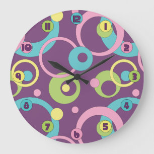 Funky Paarse Circles Grote Klok