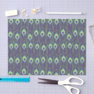 Funky Paarse Limegroene Pauwenveer Decoupage Tissuepapier