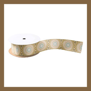 Funky Painted Medallion in Oranje en groen Lint