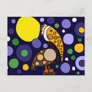 Funky Pelican en Circles Beach Art Briefkaart