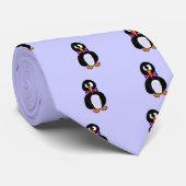 Funky Penguin Wearing Paarse Bow Stropdas Cartoon (Opgerold)