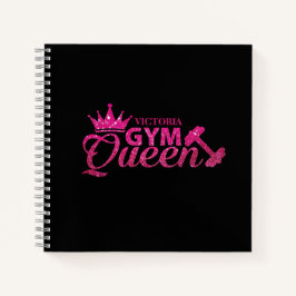 Funky Persoonlijke Hot Pink Faux Glitter Gym Queen Notitieboek