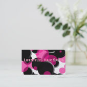 Funky Pink and Black Polka Dots Visitekaartje (Staand voorkant)