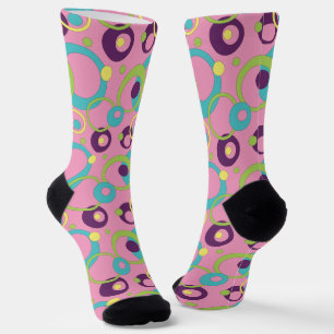 Funky Pink Circles Houndstooth Sokken