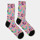 Funky Pink Circles Houndstooth Sokken (Rechts)