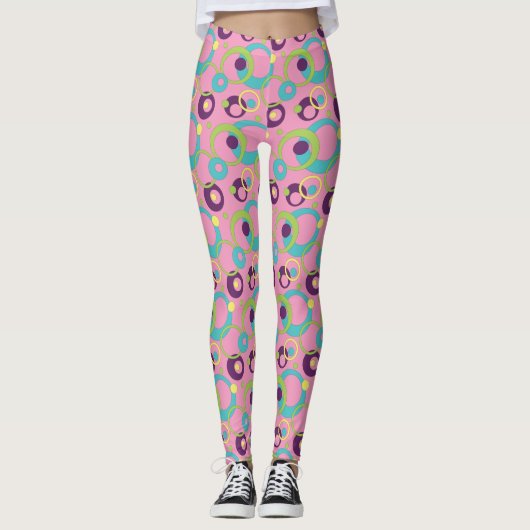 Funky Pink Circles Leggings (Voorkant)