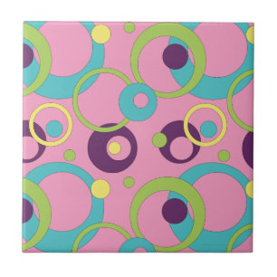 Funky Pink Circles Tegel Tegeltje