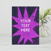 Funky Pink en Paarse Halftone Burst Blank Kaart (Staand voorkant)