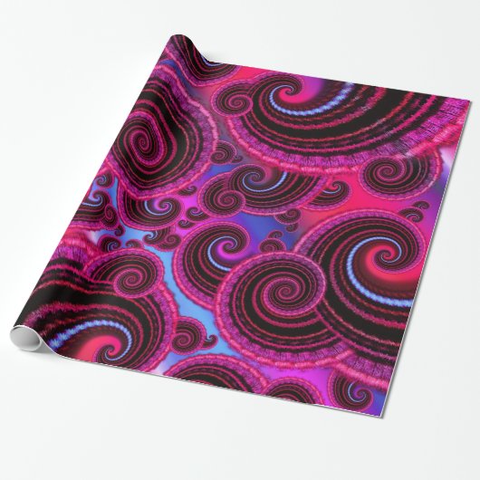 Funky Pink en Turquoise Swirl Pattern Cadeaupapier (Uitgerold)