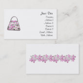 Funky Pink Foral Dot Handbag Visitekaartje (Voorkant / Achterkant)