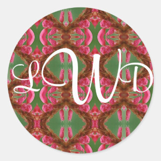 Funky Pink Gepersonaliseerde Monogram Stickers/afd Ronde Sticker