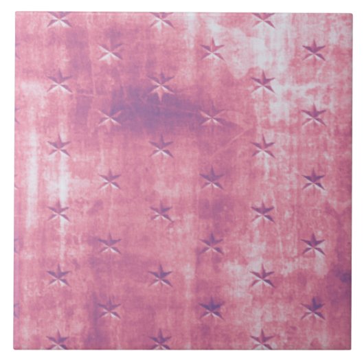 Funky Pink Grunge Star Pattern Tile Tegeltje (Voorkant)