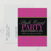 Funky Pink Motif Office Party Invitation Cartes (Devant / Derrière)